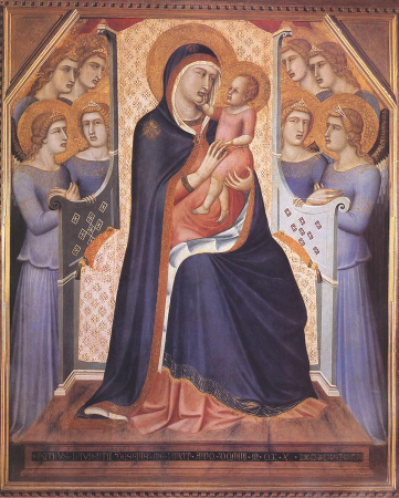 Madonna and Child Enthroned with Eight Angels, Pietro Lorenzetti, 1340