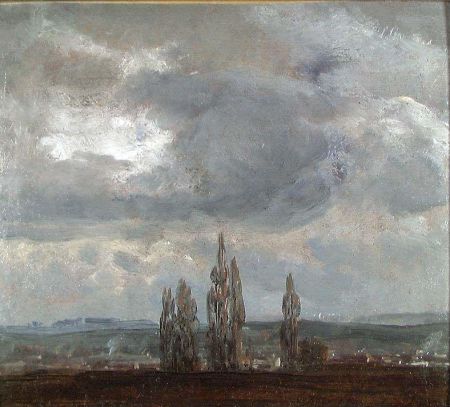 Clouds over Village with Poplars, Johan Christian Dahl, 1836
