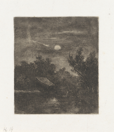 Vissers bij maanlicht, RP-P-1882-A-5517, Johannes Pieter van Wisselingh, between 1830 and 1878