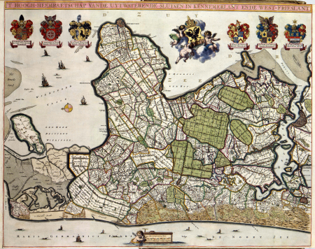 T HOOGH-HEEMRAETSCHAP OF THE UYTWATERENDE SLUYSEN IN KENNEMERLANT ENDE WEST-FRIESLANTT, Coenraet Decker