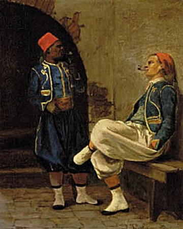 Two men smoking pipes., David Jacobsen, between 1839 and 1871