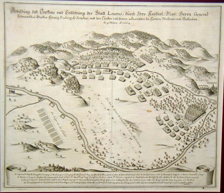 Merian, Matthäus-Abbildung...Statt Leuens ( Lewenz, Léva), Matthäus Merian, 1672