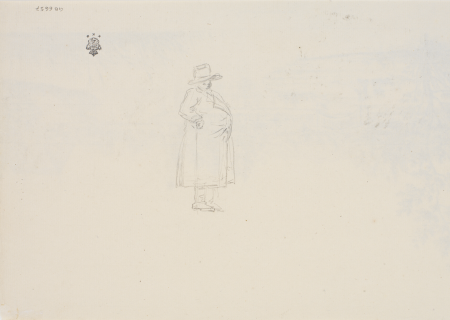 Standing fat man in coat with hat, Johan Frederik Clemens, 1803