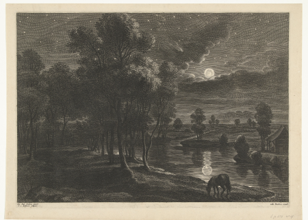 Landschap bij maanlicht in de nacht, RP-P-BI-2639X, between 1596 and 1659