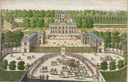 View of the Château de Marly from the entrance front by Pierre Aveline the elder and Nicolas de Poilly, Pierre Aveline, circa 1720