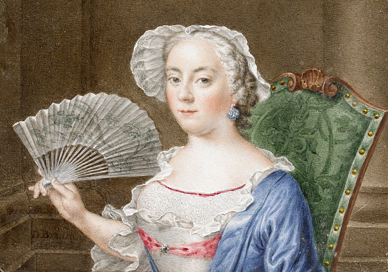 Portrait of a lady with a fan, Daniël Bruyninx, 1758