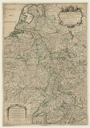 Rhine River Course Map - Hubert Jaillot, 1695