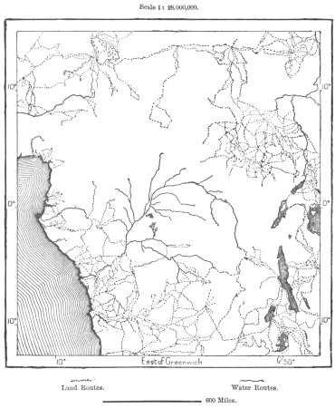 AFR V3 D506 Chief Routes of Modern Explorers in the Congo Basin, 12 June 1892
