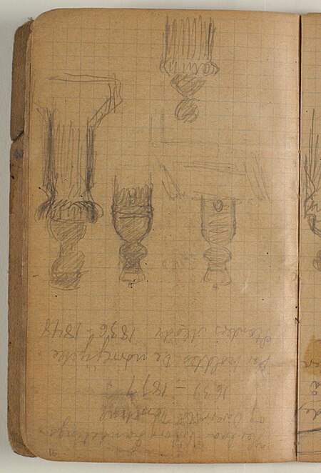 Sketches of columns and busts, as well as notes regarding Viborg County Council, Niels Larsen Stevns, 1906