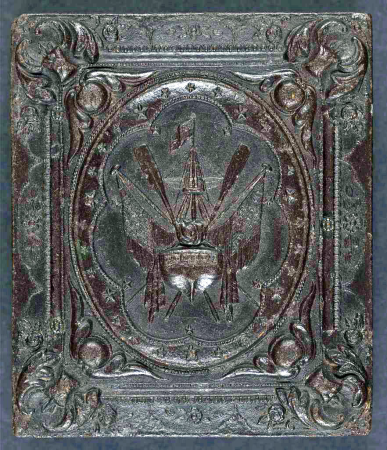Union case for daguerreotype, ambrotype, or tintype showing patriotic naval motif within scroll frame LOC 5229180238
