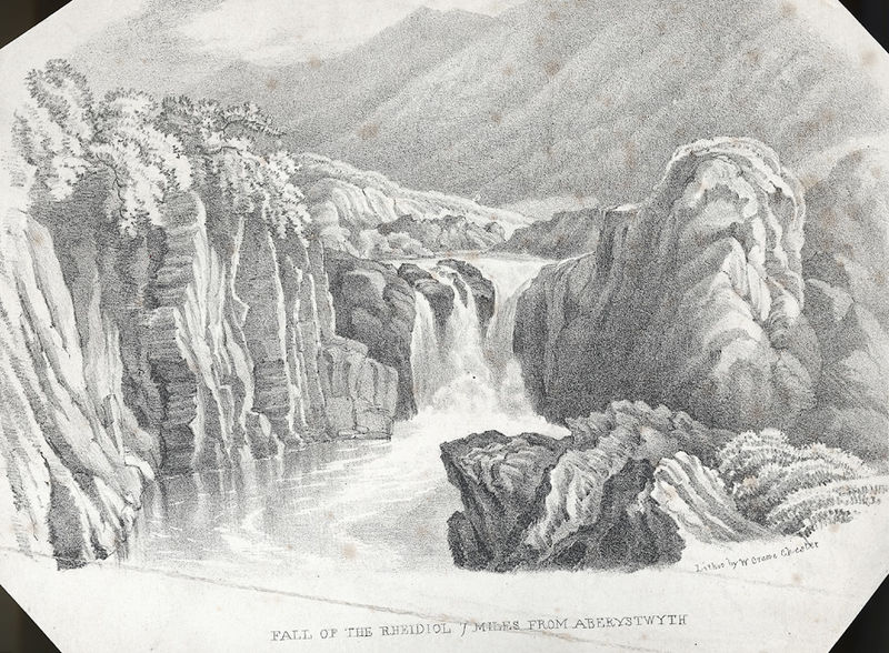 Fall of the Rheidiol 7 miles from Aberystwyth, William Crane, circa 1840