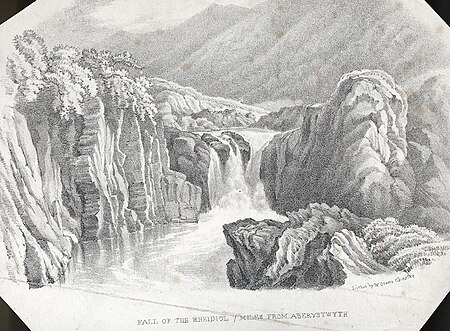Fall of the Rheidiol 7 miles from Aberystwyth, William Crane, circa 1840