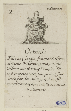 Jeu des reines renommées. Octavie. Quarante-quatrième numéro d'une suite de 52 pièces. (A. de Vesme 646 Dutuit 118), GDUT2636, Stefano della Bella, En 1644