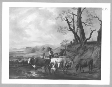 Landscape with cows and shepherds, Alexander Johann Dallinger von Dalling, 1843