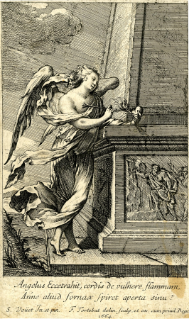 François Tortebat - An angel leaning on the base of an obelisk, and piercing a heart with an arrow. 1664, X,6.66, Simon Vouet