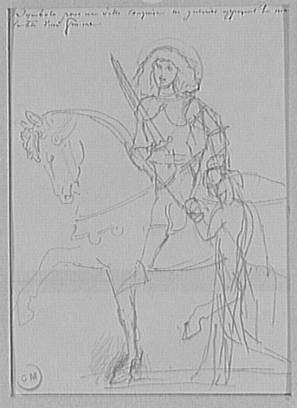 Study for a composition: warrior, symbol for a conquered city, Gustave Moreau, between 1850 and 1895