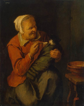 Peasant Woman with a Cat, David Ryckaert III, between 1640 and 1642