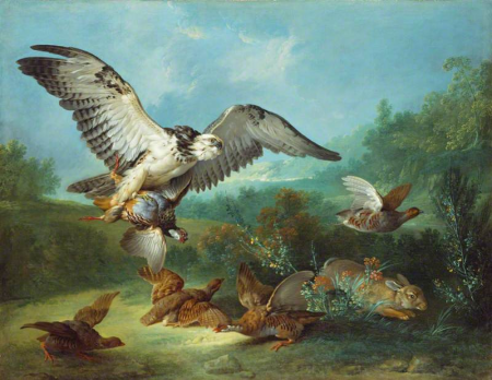 Hawk Attacking Partridges and a Rabbit, Jean-Baptiste Oudry, 1747