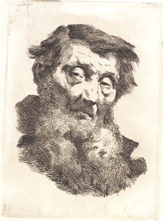 Old man with two-parted gray beard, Frans Schwartz, 1885