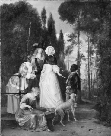 Konversation i en park, Eglon van der Neer, between 1649 and 1703