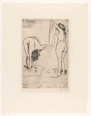 Twee vrouwen drogen zich af Femmes s'essuyant, RP-P-2004-798, Suzanne Valadon, circa 1895