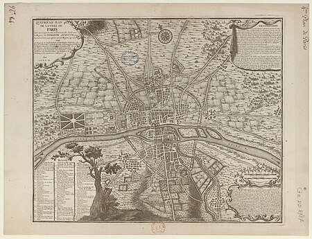 Fourth plan of the city of Paris, its growth and the state in which it was under the reign of Philippe Auguste who died in the year 1223 after having reigned 43 years / By MLCDLM; A. Coquart del. and sculp., Antoine Coquart