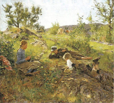 Herders at Tåtøy, Erik Werenskiold, 1883