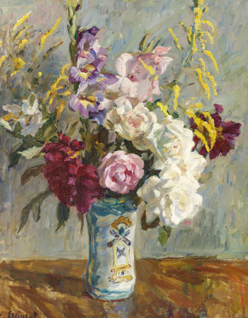 Flowers in a vase on a table., Gad Frederik Clement, between 1885 and 1933