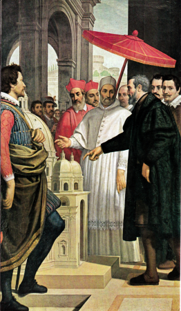 Michelangelo shows to Pope Pius IV the model for St Peter's Basilica, Domenico Passignano, between 1618 and 1619