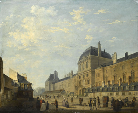 The Façade of the Louvre with the Clock Pavilion, seen from the Fromenteau., Philibert-Louis Debucourt