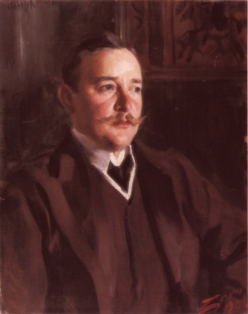 Erik Axel Karlfeldt in Zorngården's dining room, Anders Zorn, 1906