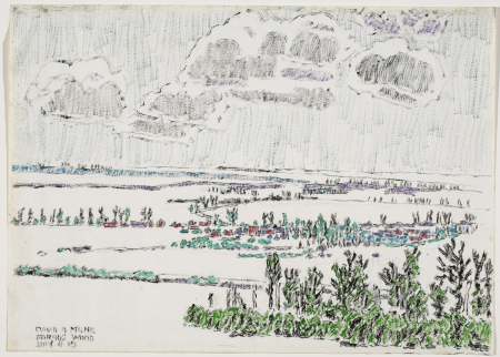 Looking towards Willerval, Arleux and Fresnoy from a corner of Farbus Wood, David Milne, 4 July 1919