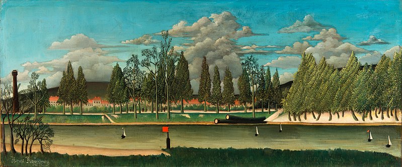 View of the Quai d' Asnières (Vue du quai d'Asnières); also called The Canal and Landscape with Tree Trunks (Le Canal and Paysage avec troncs d'arbre), Henri Rousseau, 1900