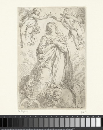 Kroning van Maria op maansikkel, RP-P-1925-1, Simone Cantarini, between 1622 and 1648