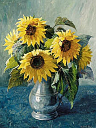 Sunflowers in a vase., Robert Panitzsch, between 1900 and 1949