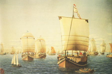 F. Soervig Jekter paa veg til Bergen (1866), Frederik Sørvig, 1866