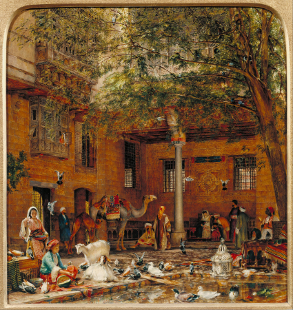 Study for 'The Courtyard of the Coptic Patriarch's House in Cairo', John Frederick Lewis, circa 1864