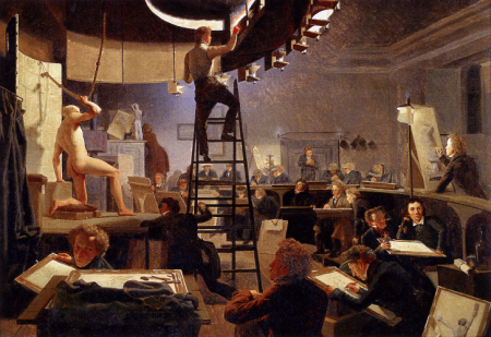 Model Class at the Copenhagen Academy, Wilhelm Bendz, 1826