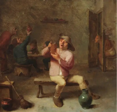 Tavern interior with peasants drinking, Adriaen Brouwer, between 1625 and 1638