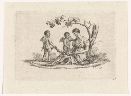 Vrouw en twee putti, RP-P-OB-52.820, Pieter de Goeje, between 1789 and 1859