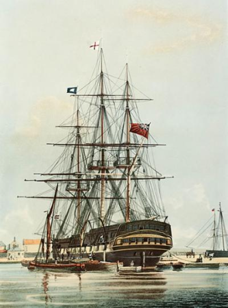 The Repulse East Indiaman in East India Dock Basin, Sepr. 25th, 1839. [See https://collections.rmg.co.uk/collections/objects/140483.html more information] Repulse 1820 [HEIC], Charles Henry Seaforth, 25 September 1839