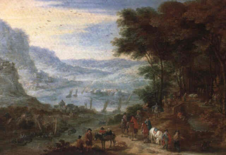 Travellers resting by a stream, Mathys Schoevaerdts, circa 1700
