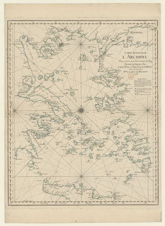 Reduced map of the archipelago to serve the king's ships / drawn up at the repository of maps, plans and journals of the navy; by order of Mgr. the Count of Maurepas; Dheulland sculp., Guillaume Dheulland, 1738