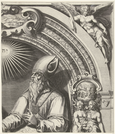 Mozes en Aäron met de Tafelen der Wet (blad rechtsboven), RP-P-1885-A-9294B, Simon Frisius, between 1670 and 1726