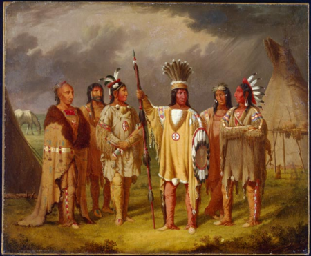 Big Snake, Chief of the Blackfoot Indians, Recounting his War Exploits to Five Subordinate Chiefs, Paul Kane, circa 1851-1856