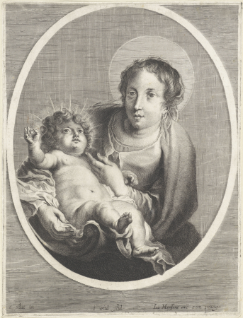 Maria met Christuskind, in ovaal, RP-P-OB-61.131, Cornelis Schut, between 1640 and 1670