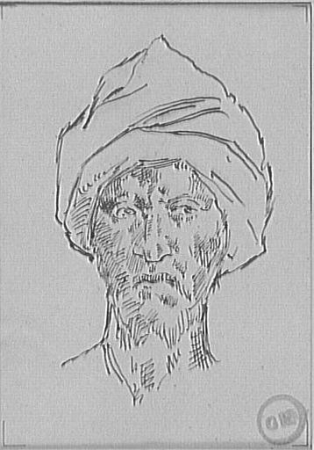 Head study for the executioner in Salome dancing before Herod, Gustave Moreau, between 1850 and 1895