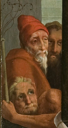Triptych with Crucifixion with multiple figures, Jan van Scorel, between 1530 and 1539