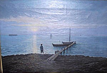 Coastal view with a fisherman., Wilhelm Ferdinand Leisner, between 1855 and 1910