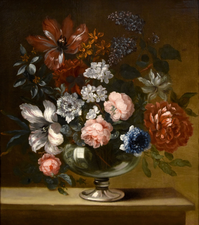 Micheux Fleurs dans une coupe en verre, Michel Nicolas Micheux